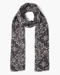 Brunello Cucinelli Frayed printed linen-gauze scarf - Black - OneSize Black