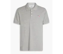 Appliquéd cotton-piqué polo shirt - Gray