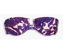 Paisley-print underwired bandeau bikini top - Purple