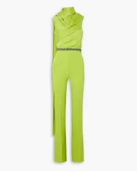 Safiyaa Cara draped satin and crepe jumpsuit - Green Green