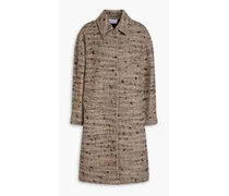 Wool-blend bouclé-tweed coat - Brown