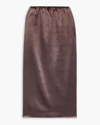 tibi Hammered-satin midi skirt - Brown Brown