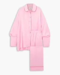 SLEEPER Pastelle oversized piped satin pajama set - Pink Pink