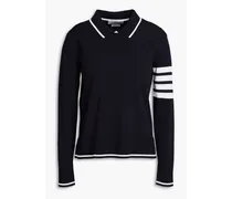 Striped knitted polo sweater - Blue