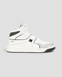 Valentino Garavani Rockstud printed faux leather high-top sneakers - White White