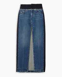 Stella McCartney Paneled denim and wool-twill maxi skirt - Blue Blue