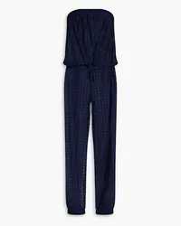 Melissa Odabash Stella strapless gathered crochet-knit jumpsuit - Blue Blue