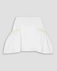 Molly Goddard Kasha gathered grosgrain-trimmed poplin mini skirt - White White