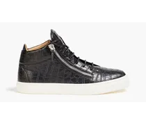 Kriss faux croc-effect leather high-top sneakers - Black