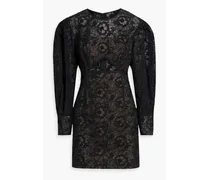 Cutout cotton-blend guipure lace mini dress - Black