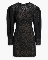 Zac Posen Cutout cotton-blend guipure lace mini dress - Black Black