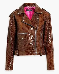 MUUBAA Glossed croc-effect leather jacket - Brown Brown