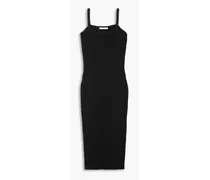 Ribbed cotton midi dress - Black