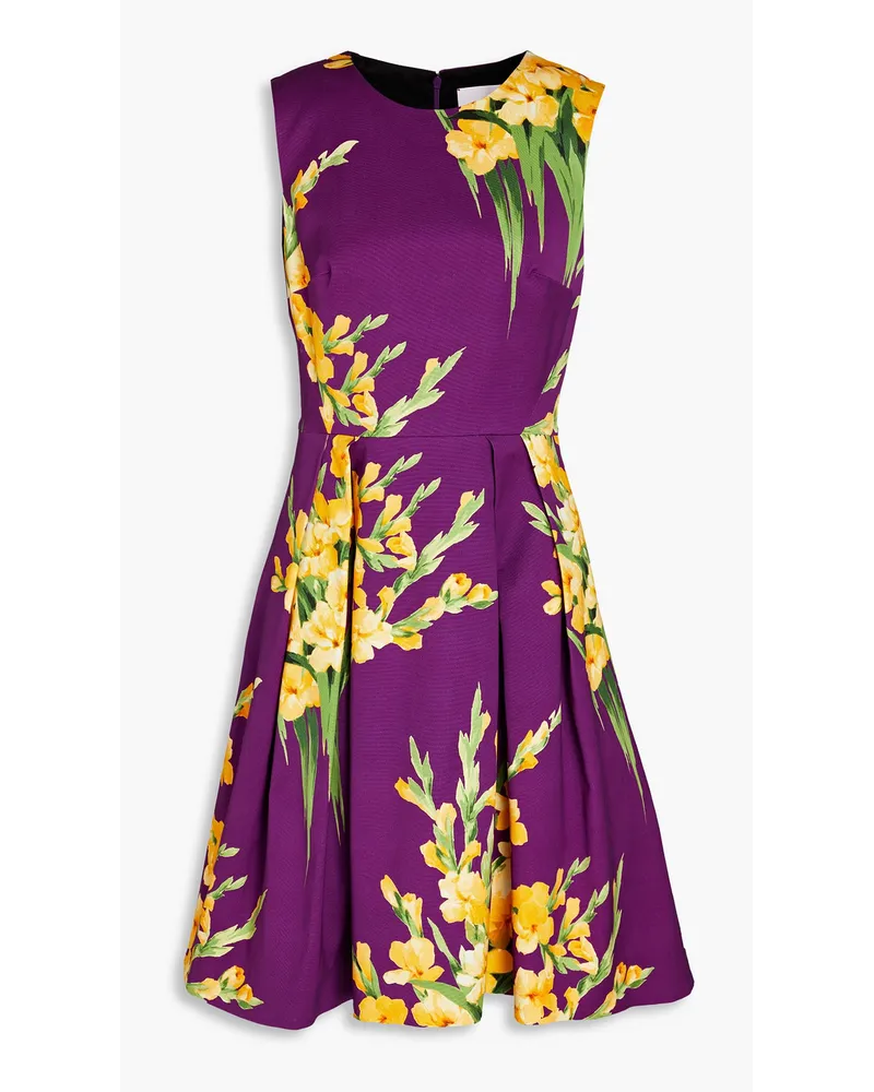 Carolina Herrera New York Pleated floral-print sateen dress - Purple Purple