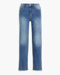 Alice + Olivia Alice Olivia - Gayle crystal-embellished low-rise straight-leg jeans - Blue Blue