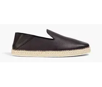 Pebbled-leather collapsible-heel espadrilles - Blue
