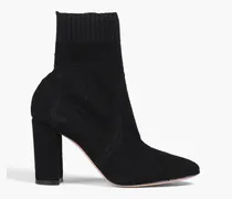 Bouclé-knit sock boots - Black