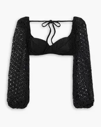 Pat Bo Crochet-knit bikini top - Black Black