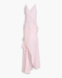 Victoria Beckham Asymmetric ruffled silk crepe de chine maxi dress - Pink Pink