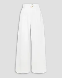 Ulla Johnson Kori belted cotton, linen and silk-blend wide-leg pants - White White