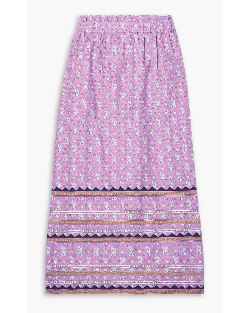 Sea Perry floral-print cotton-poplin midi skirt - Purple Purple