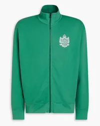 Kitsuné Printed French cotton-blend terry track jacket - Green Green