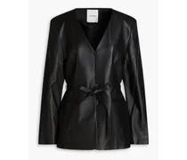 Belted leather blazer - Black