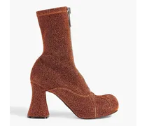 Groove metallic stretch-knit ankle boots - Brown