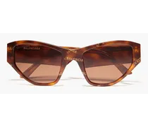 Cat-eye tortoiseshell-print acetate sunglasses - Brown