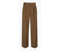 Bento belted pleated woven suit pants - Brown