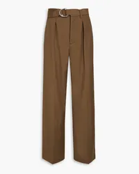 Nanushka Bento belted pleated grain de poudre pants - Brown Brown