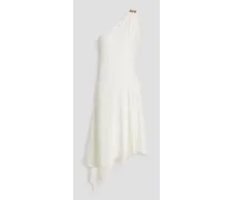 One-shoulder asymmetric stretch-jersey midi dress - White