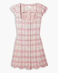 Lisa Marie Fernandez Scalloped cotton-blend tweed mini dress - Pink Pink