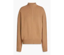 Ribbed cashmere half-zip sweater - Neutral