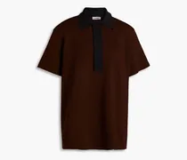Two-tone stretch-ponte polo shirt - Brown
