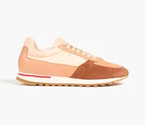 Velo color-block leather and suede sneakers - Neutral