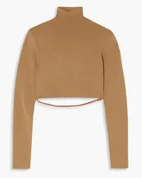 Zeynep Arcay Cropped stretch-knit turtleneck top - Brown Brown