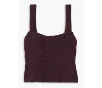 Cropped crochet-knit wool and cashmere-blend top - Purple