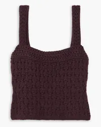 Vince Cropped crochet-knit wool and cashmere-blend top - Purple Purple