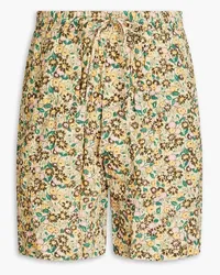 Nanushka Floral-print crinkled-crepe drawstring shorts - Neutral Neutral