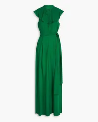 Mikael Aghal Ruffled pleated crepe wide-leg jumpsuit - Green Green