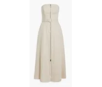 Amalthea strapless belted linen midi dress - Gray