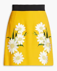 Dolce & Gabbana Embroidered wool-crepe mini skirt - Yellow Yellow