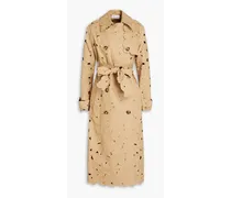 Laser-cut cotton-twill trench coat - Neutral