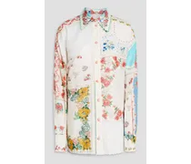 Patchwork floral-print cotton shirt - White