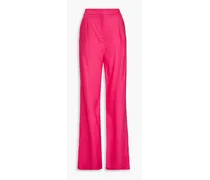 Robinne pleated linen-blend wide-leg pants - Pink