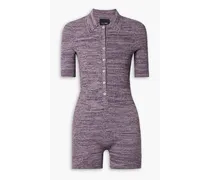 Rimini space-dyed recycled ribbed-knit playsuit - Purple