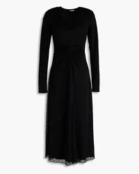 ROTATE Birger Christensen Ruched mesh midi dress - Black Black