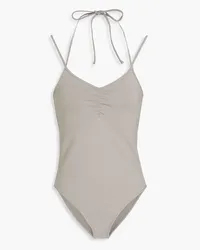 ROTATE Birger Christensen Ruched ponte bodysuit - Gray Gray