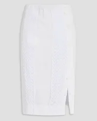 Missoni Crepe de chine and metallic crochet-knit pencil skirt - White White